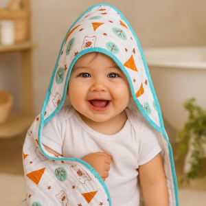 Toalha de banho infantil com capuz 100% algodão para bebê