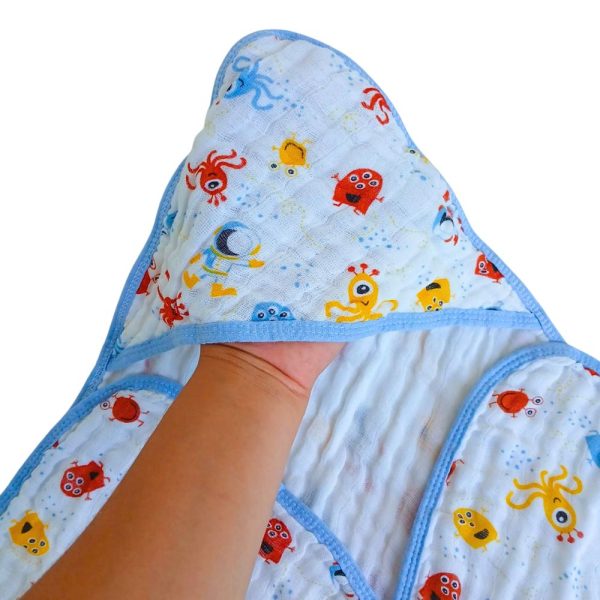 Kit Toalha Banho Bebê Soft + 3 Paninhos Babete Boca